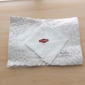 Vintage Orem Battenburg Lace Placemat Napkin Set White Cherie 8pc Scalloped